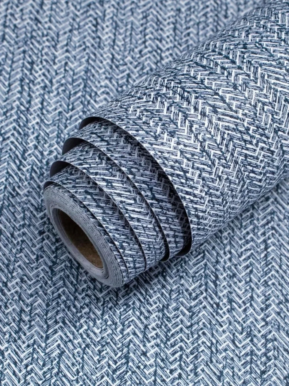 Grasscloth Peel & Stick self adhesive blue faux linen textured wallpaper